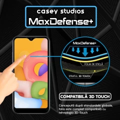 Folie Sticla CASEY STUDIOS pentru Samsung Galaxy A01, Full Glue, Duritate Militara, Ultra HD, Protectie Profesionala Ecran 3D, Anti Zgarieturi, Anti Amprente, Anti Socuri, Margini Negre Negru