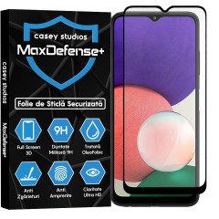 Folie Sticla CASEY STUDIOS pentru Samsung Galaxy A22 4G / M22, Full Glue, Duritate Militara, Ultra HD, Protectie Profesionala Ecran 3D, Anti Zgarieturi, Anti Amprente, Anti Socuri, Margini Negre
